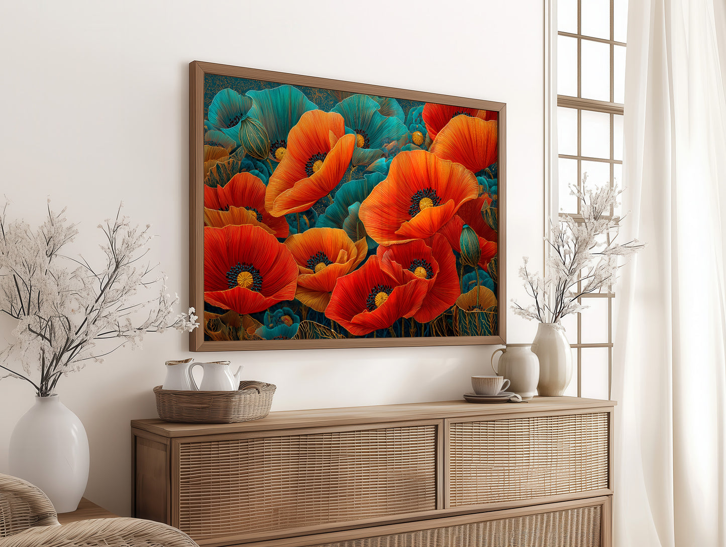 Poppies Dance In Turquoise Dreams