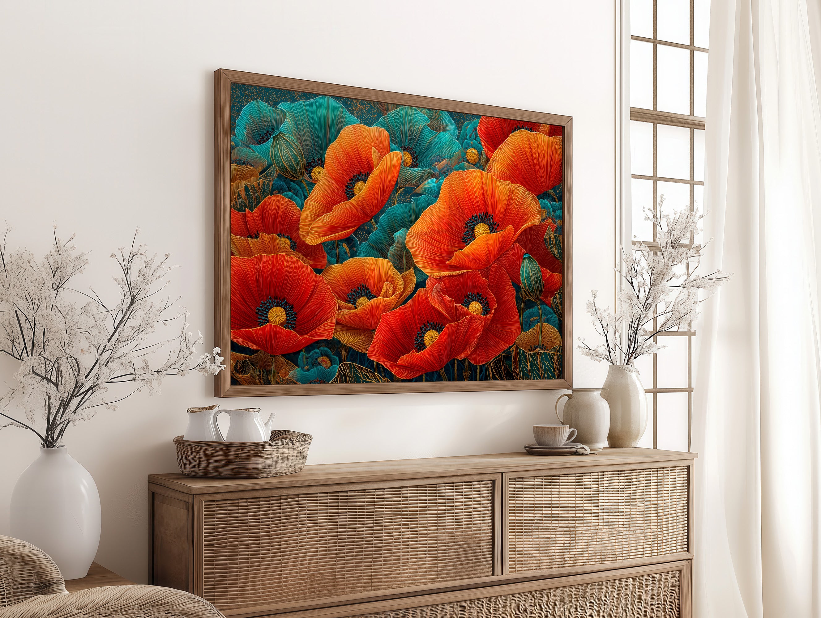 Poppies Dance In Turquoise Dreams