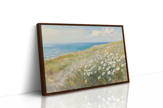 Coastal Daisies Dance Above Azure Waves