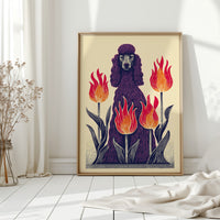 Poodle Amidst Fiery Blooms