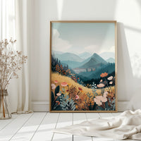 Fields of Color Beneath Mountains