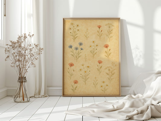 Vintage Wildflower Watercolor Print