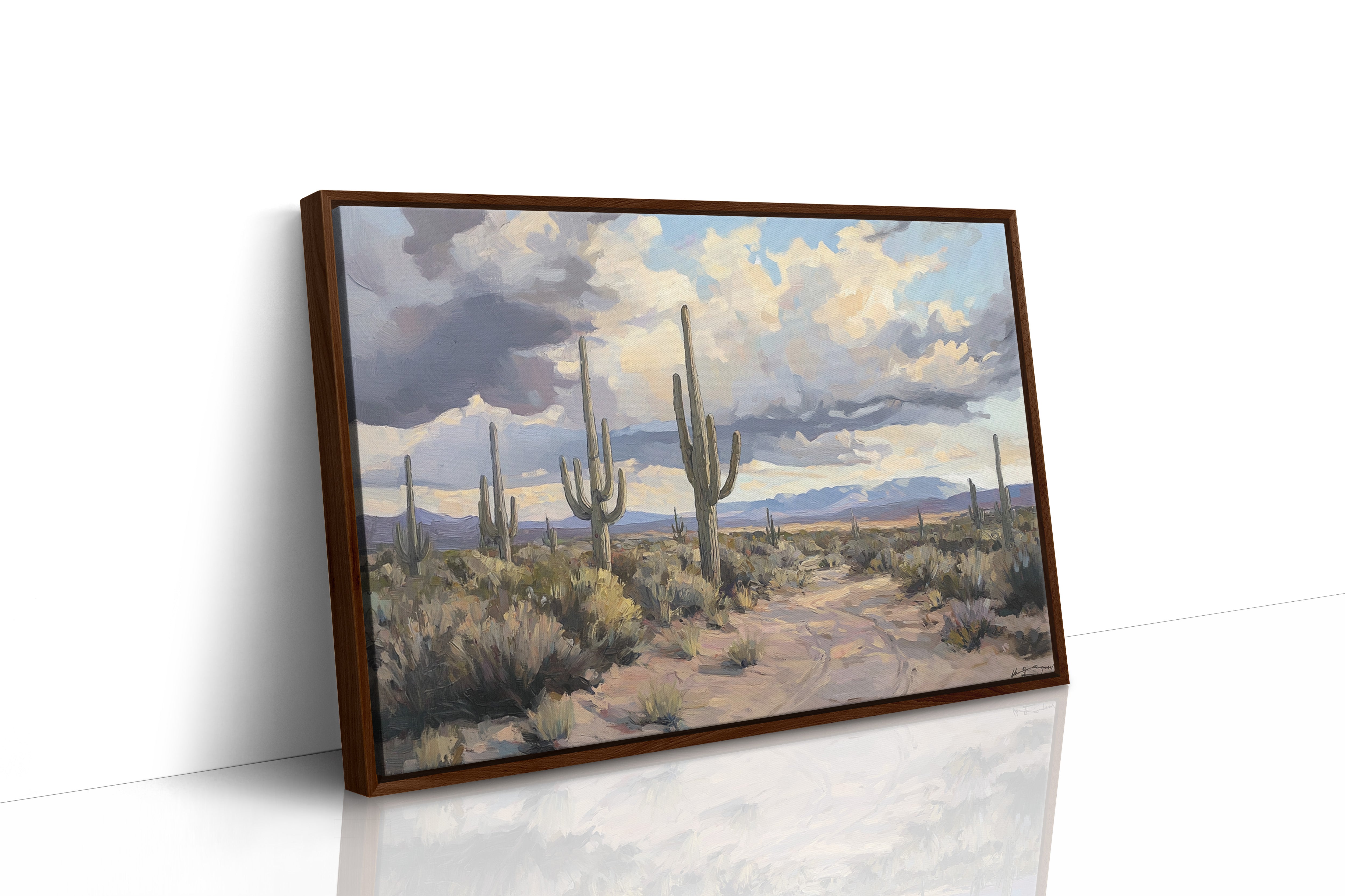 Desert Path Beckons Storm Clouds