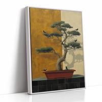 Birds Rest On Ancient Bonsai Branches