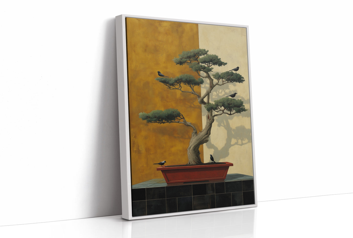 Birds Rest On Ancient Bonsai Branches