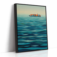 Solitary Vessel Crosses Teal Expanse