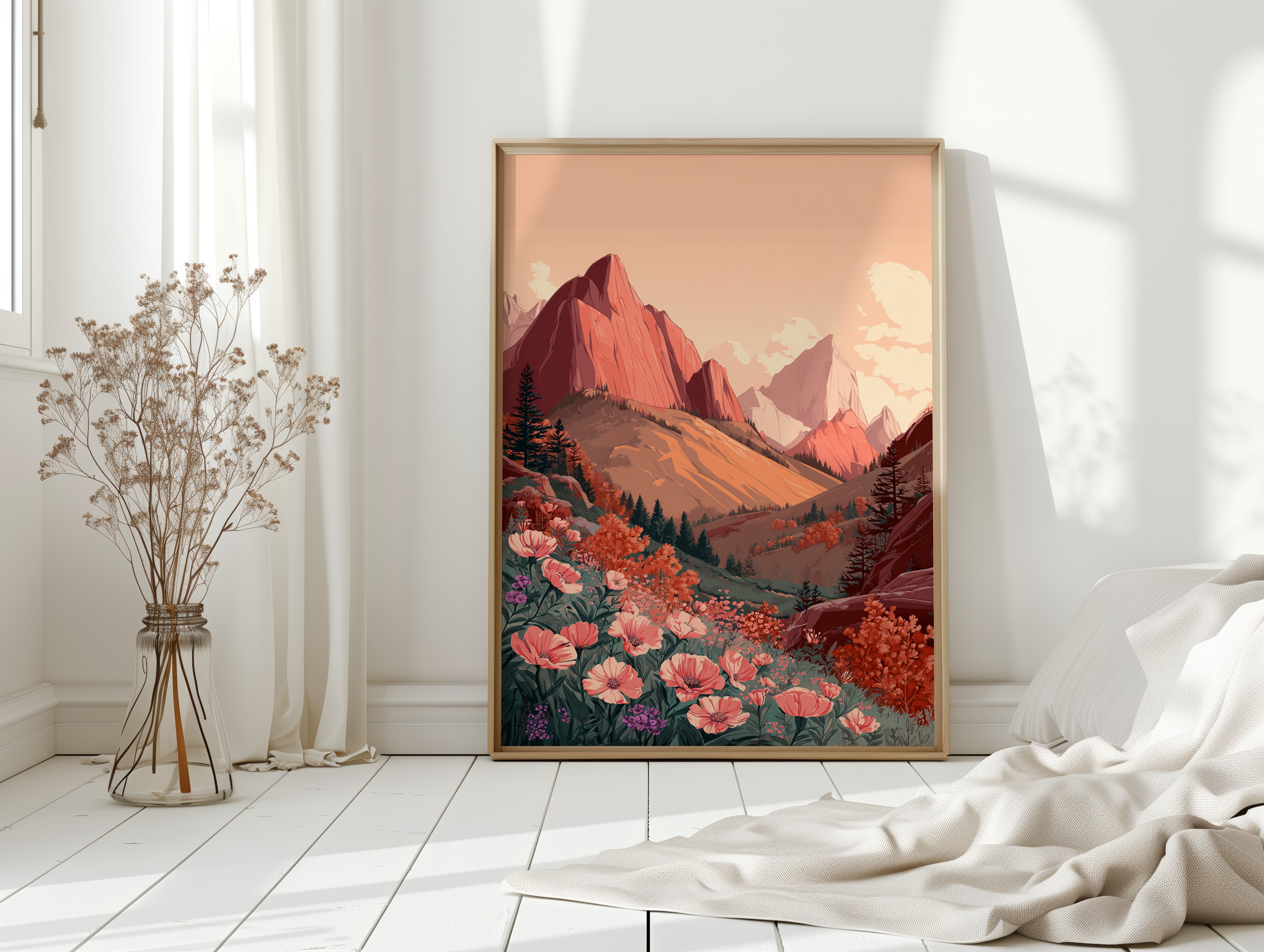 Mountains Embrace Their Floral Veil