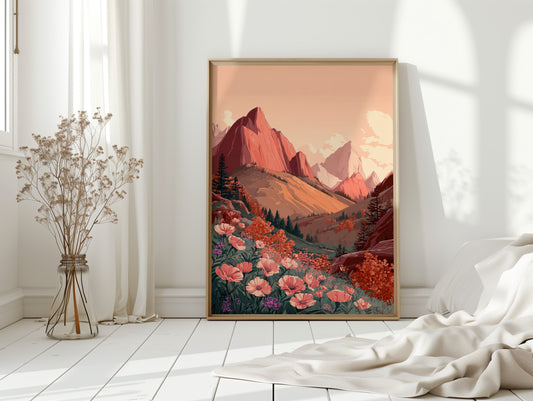 Mountains Embrace Their Floral Veil