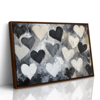 Hearts Dance Through Monochrome Mist