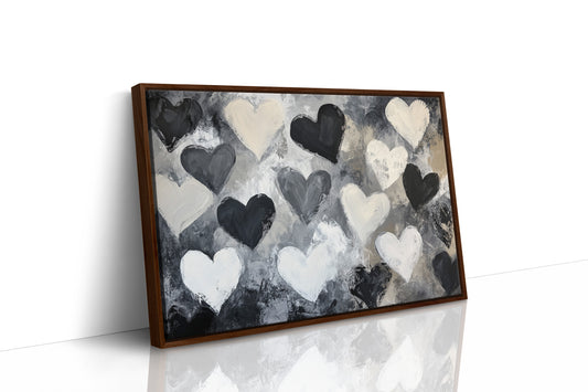 Hearts Dance Through Monochrome Mist