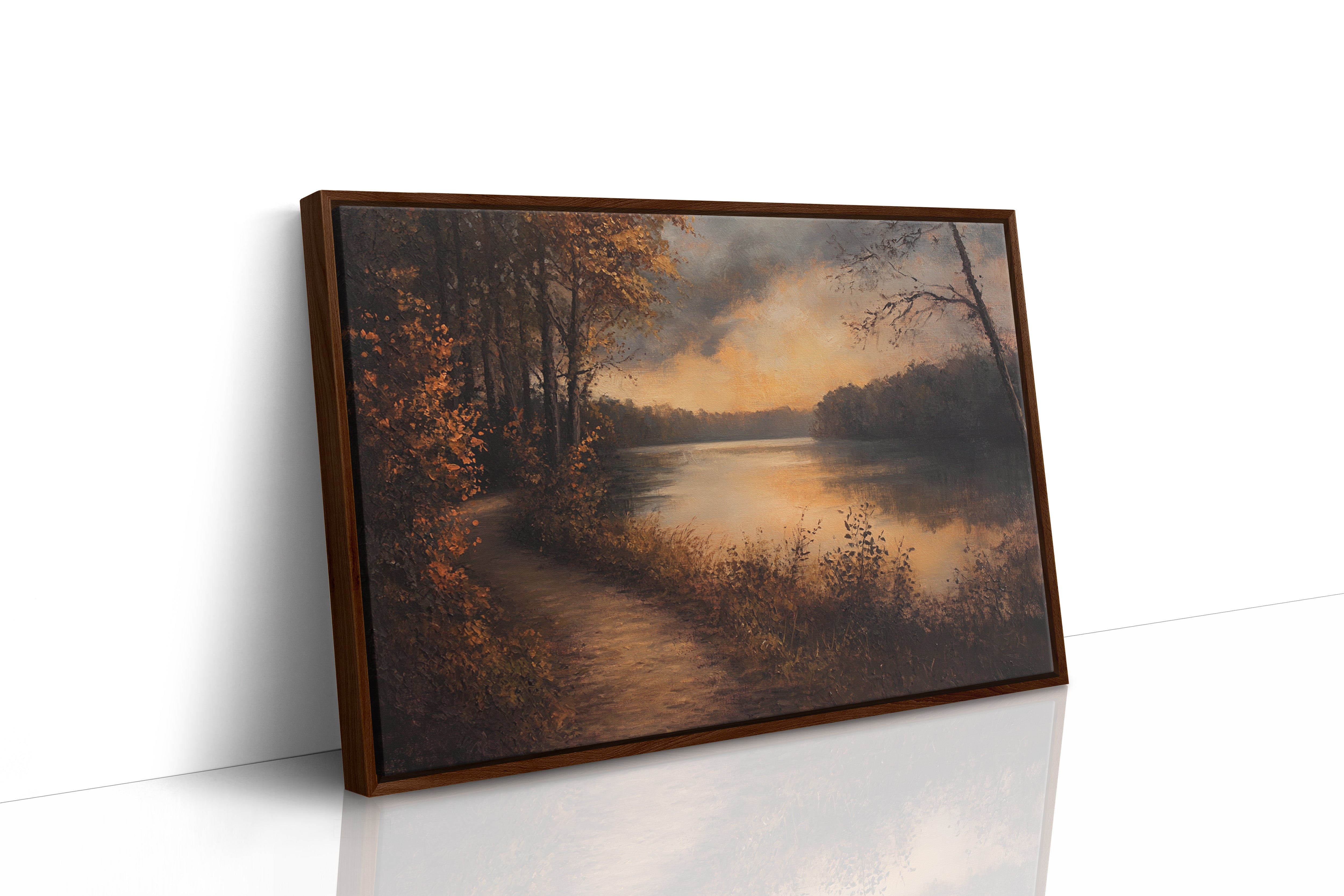 Autumn Path Leads To Golden Waters