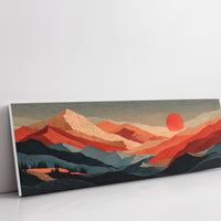 Crimson Sun Over Layered Peaks