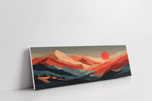 Crimson Sun Over Layered Peaks