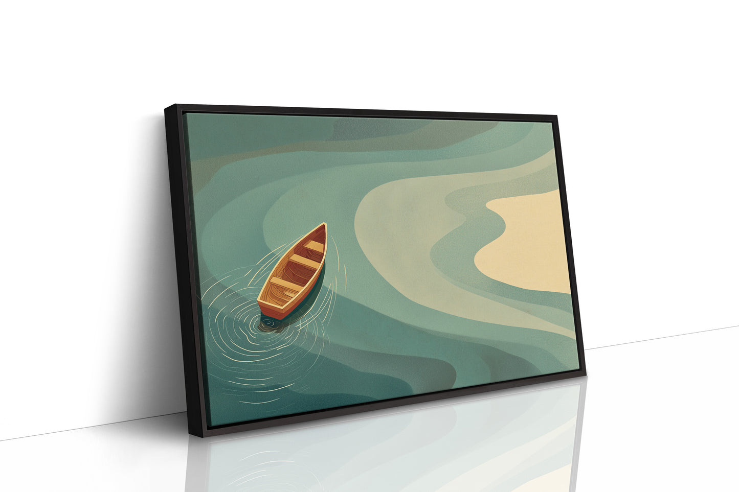 Solitary Vessel Approaches Golden Shore