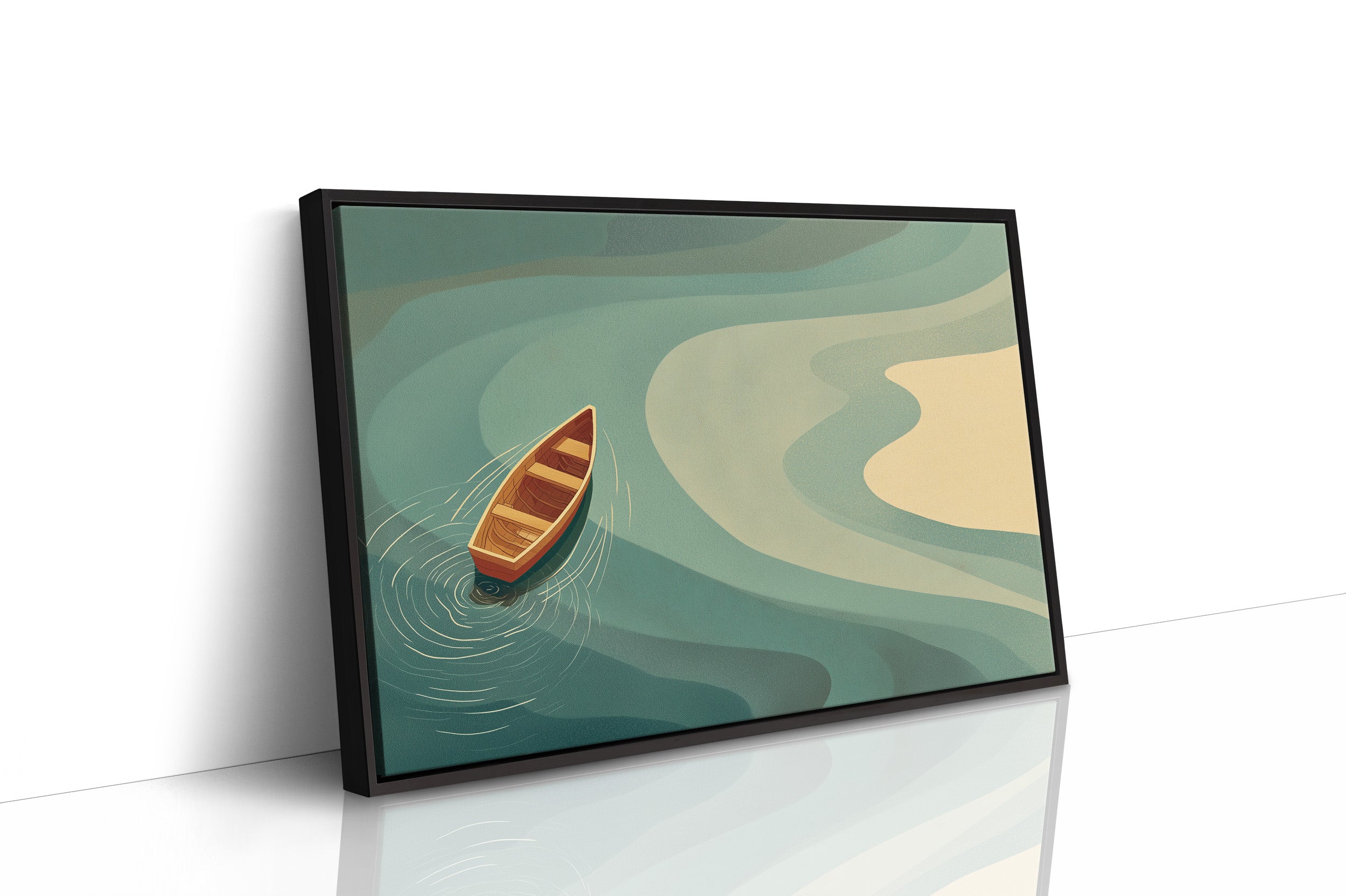 Solitary Vessel Approaches Golden Shore