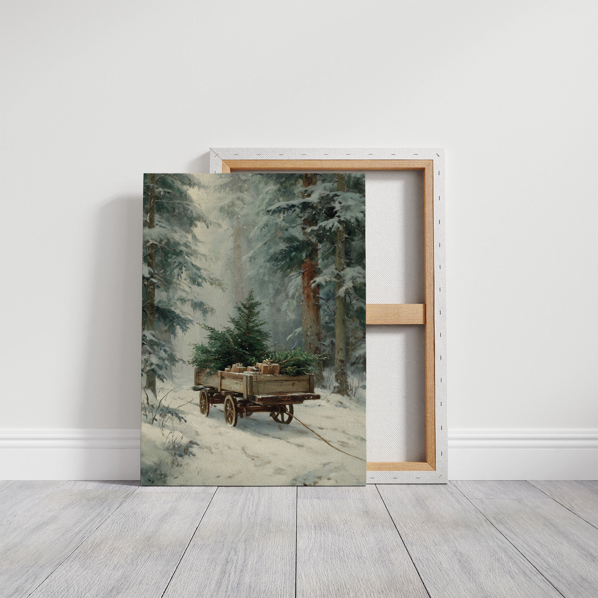 Forgotten Wagon In Winter Woods