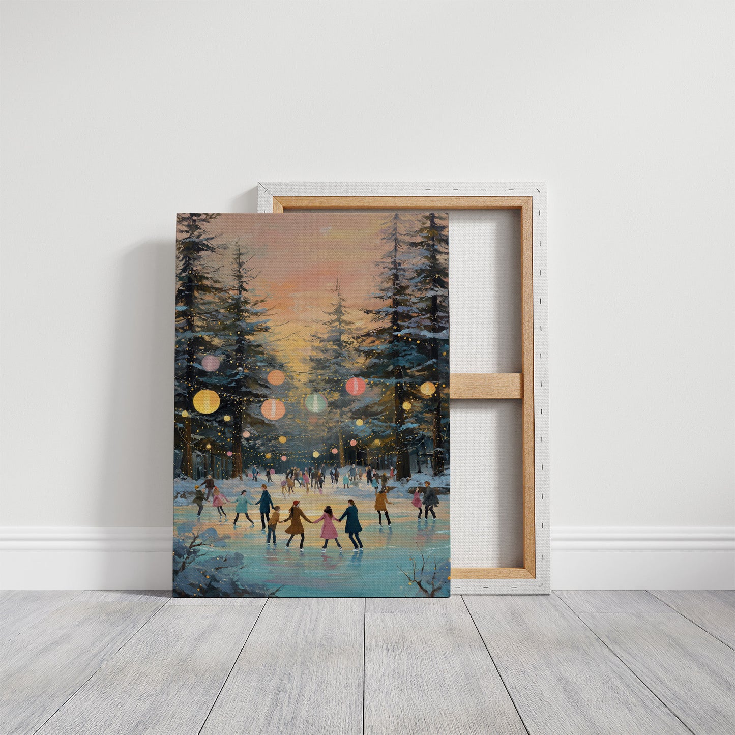 Winter Skaters Dance Under Lanterns