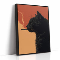 Midnight Rebellion: Feline's Smoky Contemplation