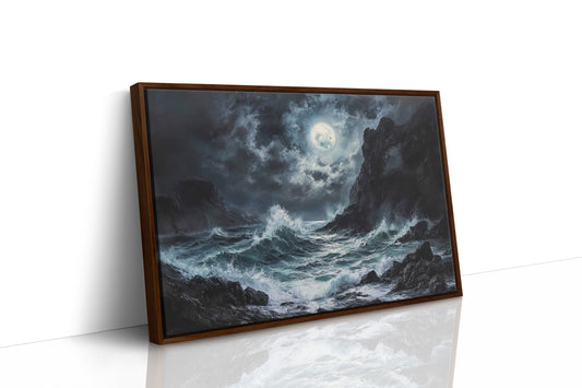 Moonlit Waves Break Against Cliffs