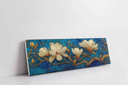Golden Magnolia on Blue Marble
