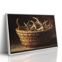 Antlers Gathered In Woven Basket