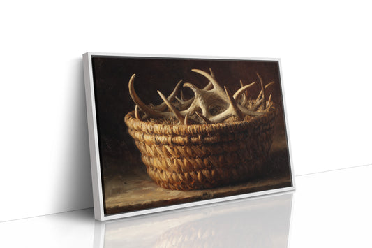 Antlers Gathered In Woven Basket