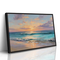 Turquoise Waves Meet Coral Sky