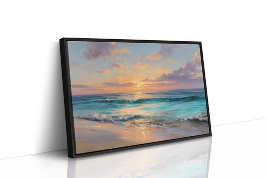 Turquoise Waves Meet Coral Sky