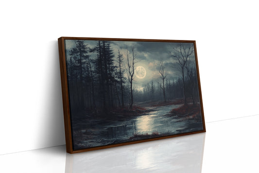Moonlit Waters Through Winter Woods