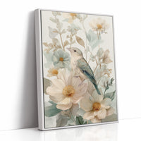 Songbird Rests Among Spring Blooms