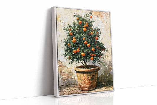 Terracotta and Sunlight: Potted Orange Tree Still Life
