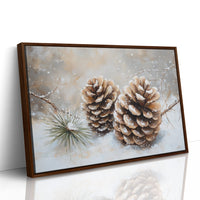 Pine Cones Catch December's First Snow