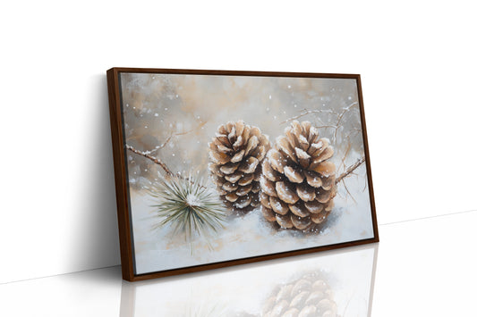 Pine Cones Catch December's First Snow