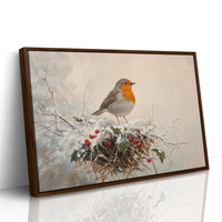 Robin's Winter Song Among Berries