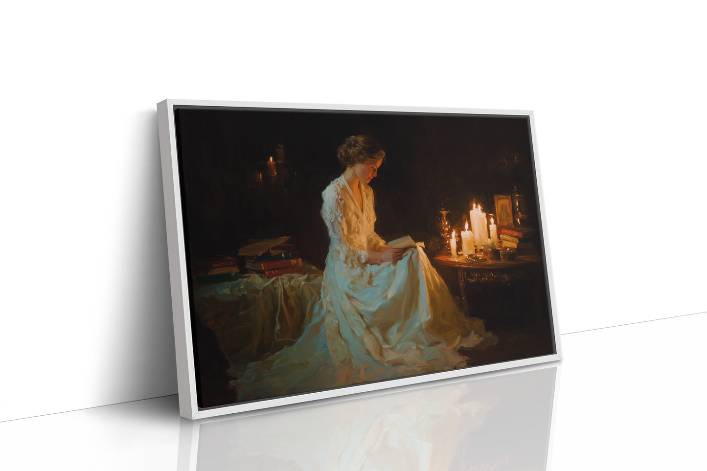 Reading By Candlelight's Gentle Glow