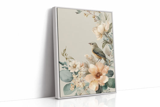 Songbird Perched Among Delicate Blooms