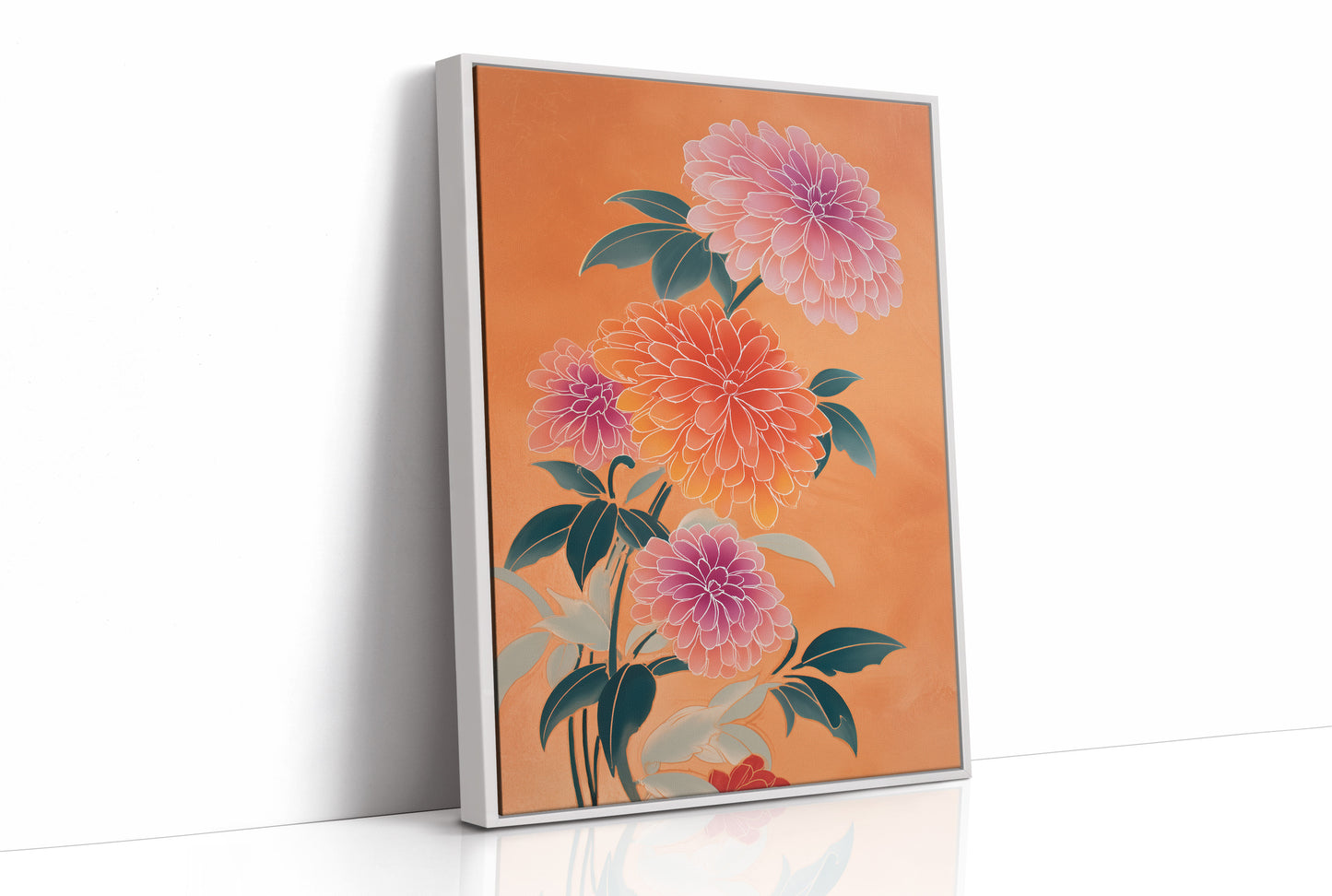 Dahlias Dance In Coral Light