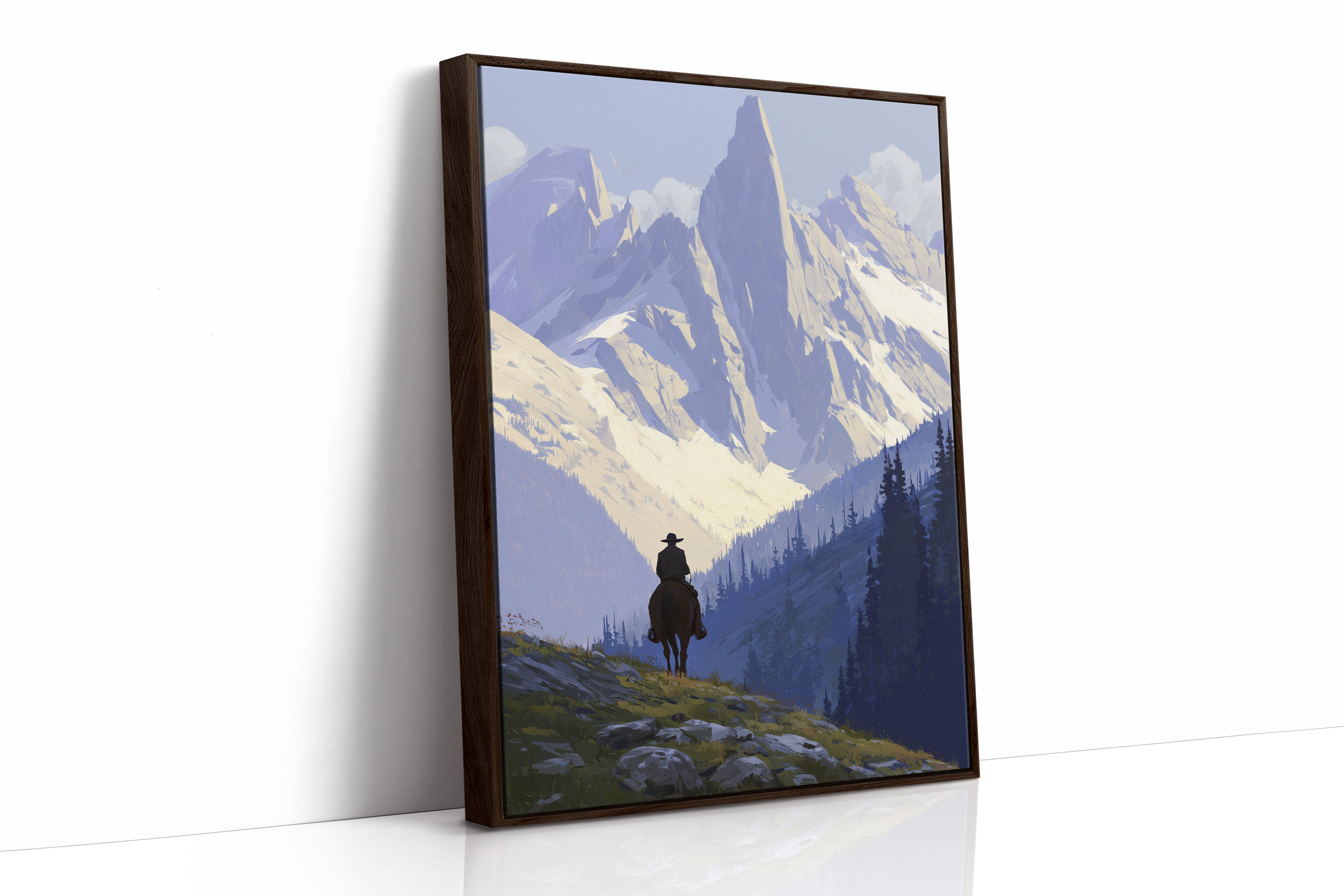 Solitary Wanderer Beneath Violet Peaks