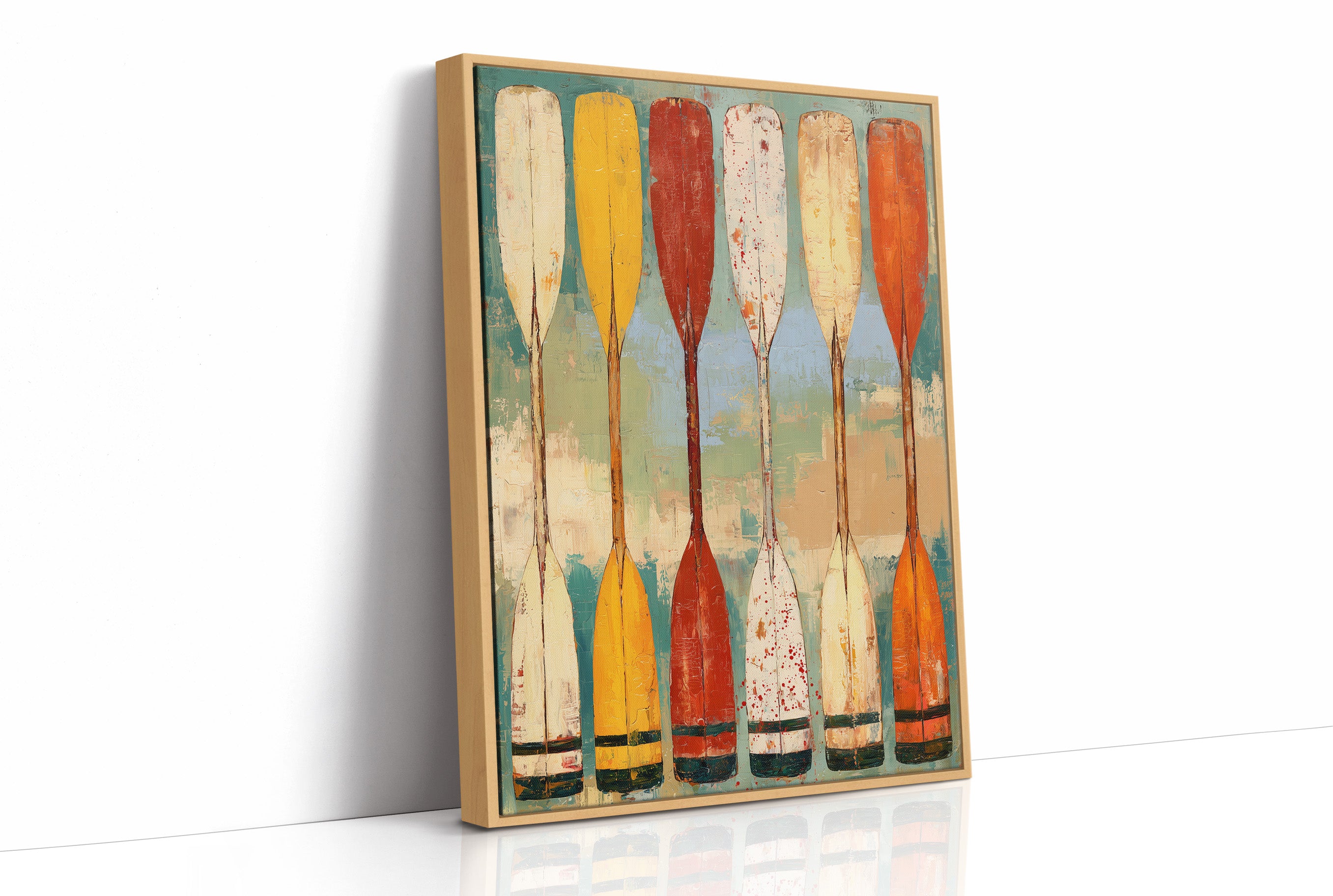 Row Of Weathered Boat Oars