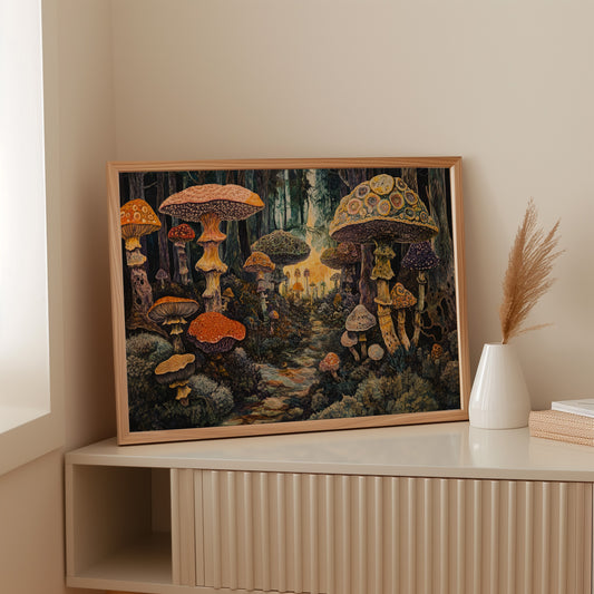 Enchanted Mushroom Forest: Mystical Fantasy Canvas Wall Art