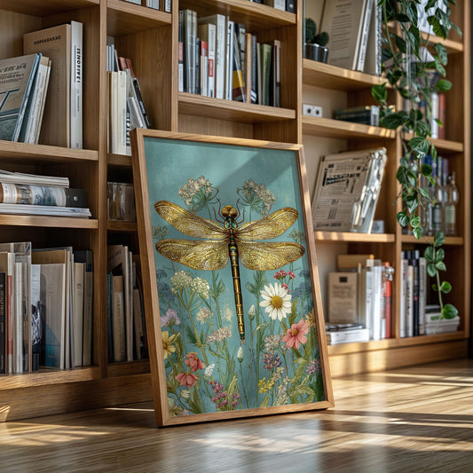 Golden Wings Amidst Wild Blooms