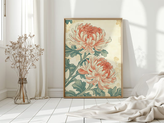 Japanese Chrysanthemum Art Print – Vintage Botanical Floral Wall Decor