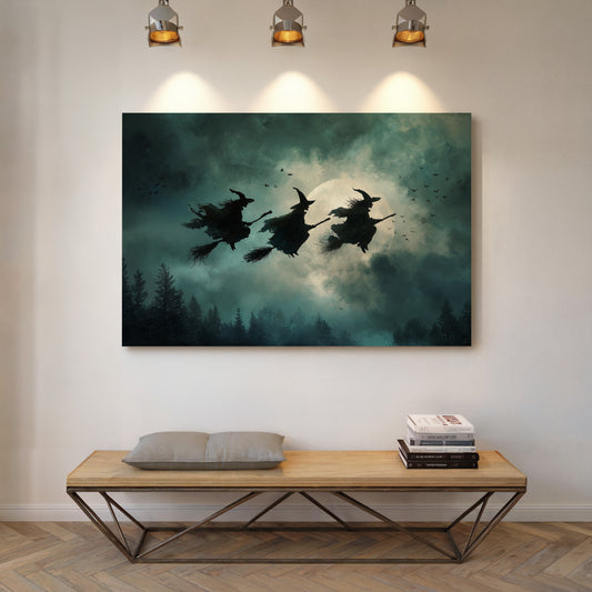 Broomsticks Against a Silver Sky