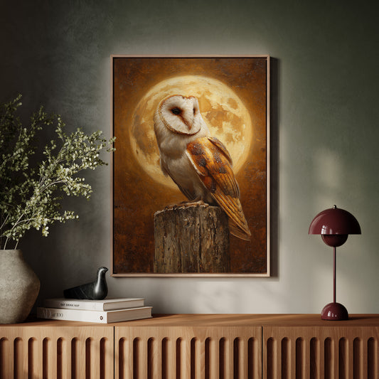 Barn Owl Beneath a Full Moon