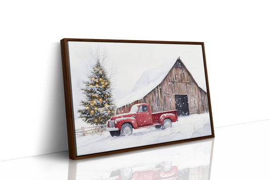 Red Pickup Brings Christmas Home