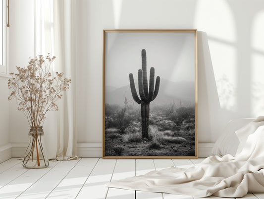 Cactus Standing Against The Mist