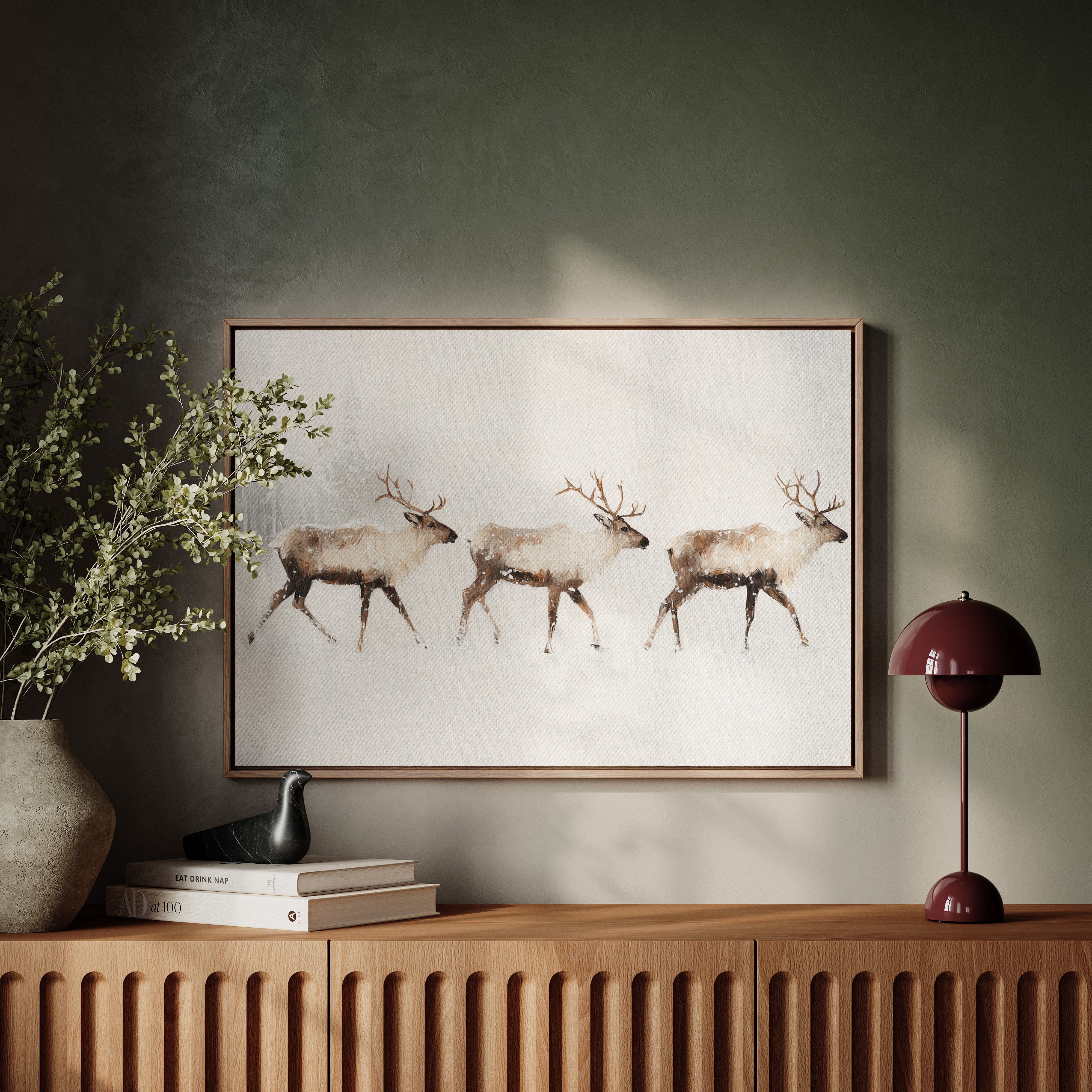 Winter Caribou Cross Misty Plains