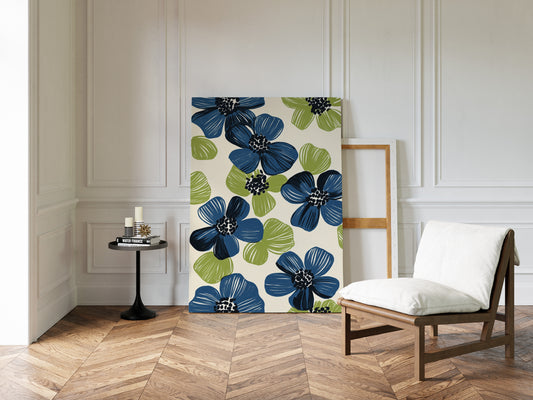 Summer Blossoms Drift In Navy