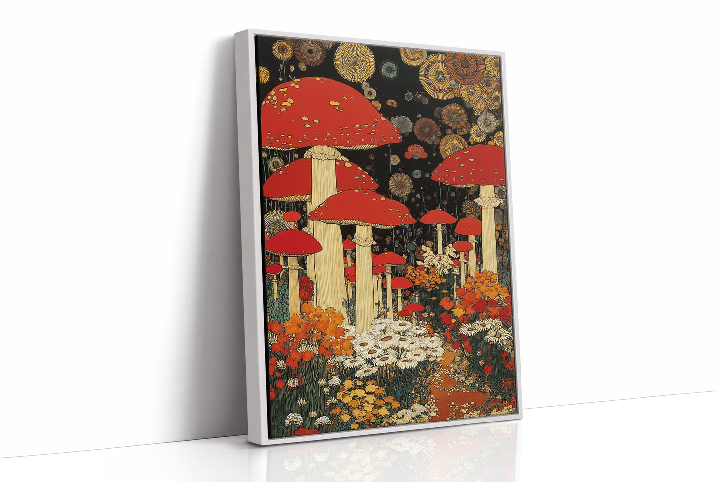 Crimson Mushrooms Dance Under Stars