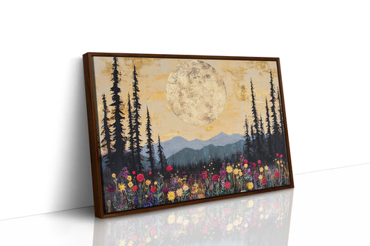 Moonlit Meadow Beneath Mountain Peaks